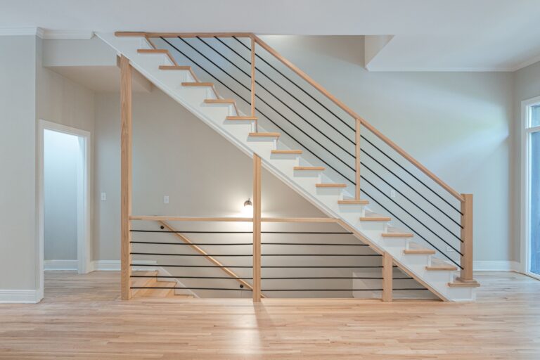 newly built hardwood floors and staircase