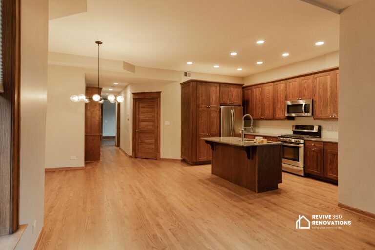 kitchen with hardwood floor and cabinets