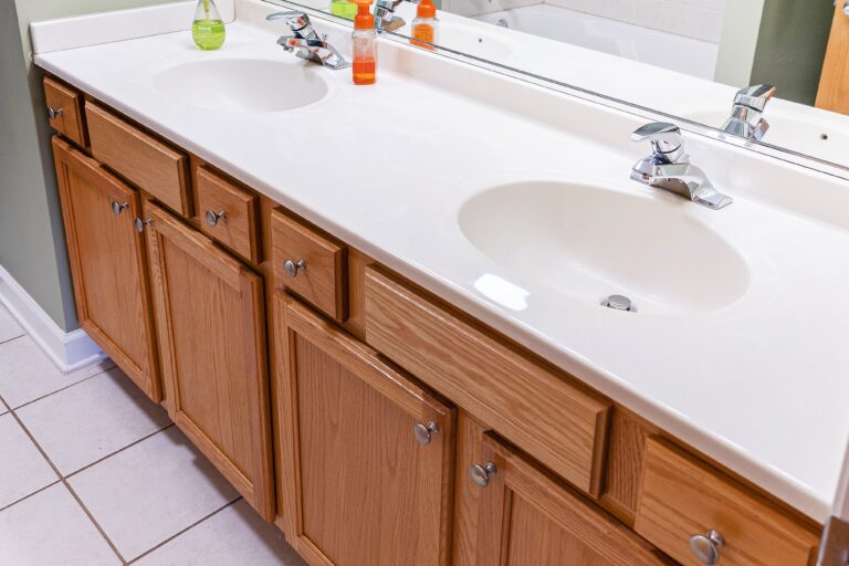 old wooden bathroom cabinet