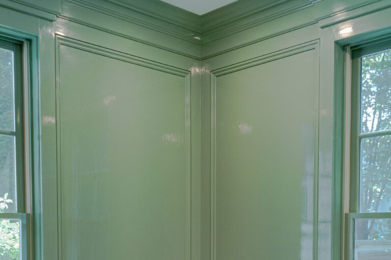 wooden walls painted green